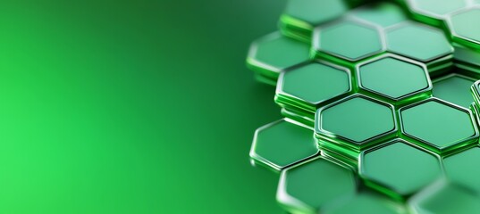 Poster - With green hexagonal patterns, abstract geometric backgrounds or wallpaper with text space