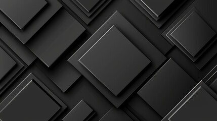 Poster - Dark black background with 3D futuristic cubes Abstract geometric mosaic grid Square tiles