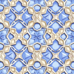 Poster - This seamless pattern features an abstract geometric shape complemented by a modern asian floral motif.