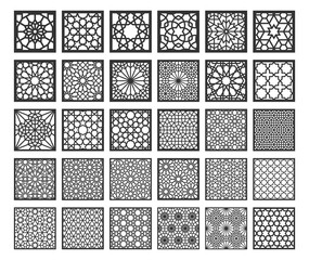 set decorative square panels for cutting. arabic geometric pattern.