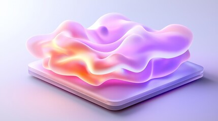 Aufkleber - The background is an abstract minimalist rendering of pastel clouds and a linear square frame glowing with neon light. The wallpaper is simple geometric shapes