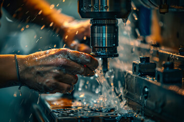 Poster - A man is washing his hands in a sink