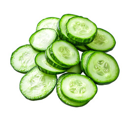 Wall Mural - Cucumber slices isolated on transparent background. Png format