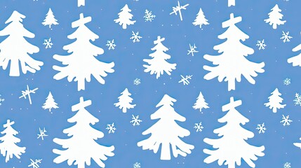 Canvas Print - A simple vector pattern of Christmas trees 