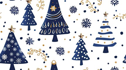 Poster - Simple lines, a pattern of Christmas trees