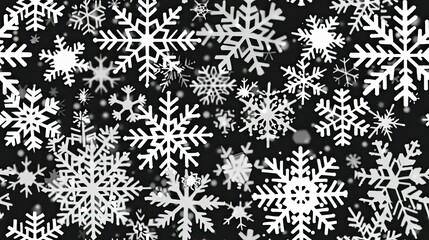 Poster - A pattern of snowflakes in various shapes and sizes