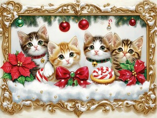 Wall Mural - cat and christmas decorations