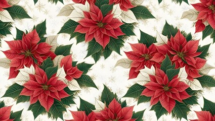 Wall Mural - christmas background with poinsettia