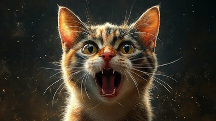  Close-up Portrait of a Yelling Tabby Cat