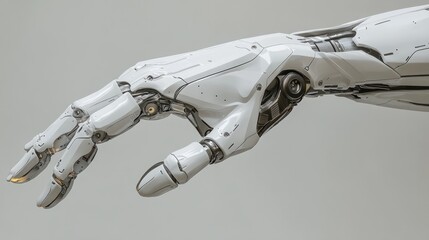 Aufkleber - Robot ai hand future background technology artificial arm humanoid touch. Futuristic hand robot ai intelligent concept tech 3D chat machine science computer bot icon business human cyborg isolated.