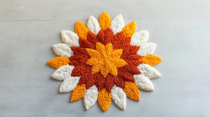 Wall Mural - eco-friendly rangoli design using natural materials like rice, grains, and flower petals arranged in