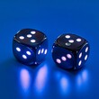 © Сергій Андріюк - Two blue dice on blue background with reflection and place for your text