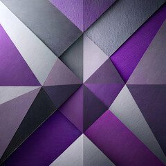 A purple and gray abstract design made of paper. The design is made up of many different shapes and sizes, and it is a collage. The colors and shapes create a sense of movement and energy