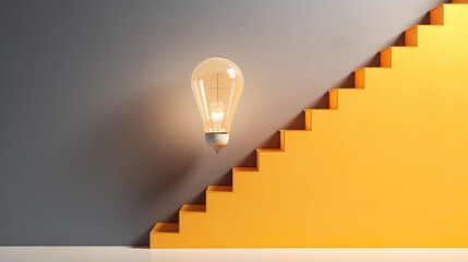 light bulb floating next to staircase minimalist