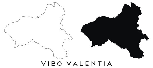 Wall Mural - Vibo Valentia map outline and black silhouette vector