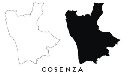 Wall Mural - Cosenza map outline and black silhouette vector