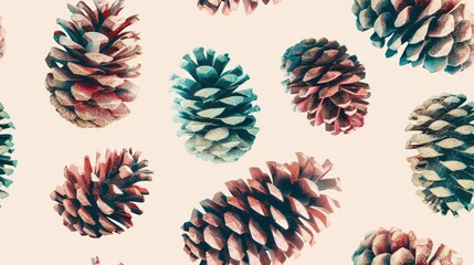 Canvas Print - A repeating pattern of pine cones 