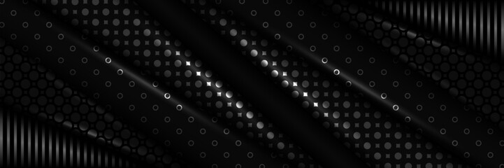 Poster - modern abstract geometric dark gray design pattern black background
