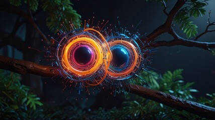 Poster - Exploring Quantum Entanglement in a Surreal Forest Setting at Night