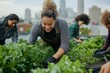 © Road Red Runner - Community members cultivate an urban farm in a city setting, promoting sustainable agriculture and teamwork on a lively day