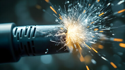 Poster - Close-up of a network cable being cut, symbolizing the disruption caused by a cyber attack.