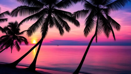 Wall Mural - Vibrant Sunset Over a Serene Tropical Beach