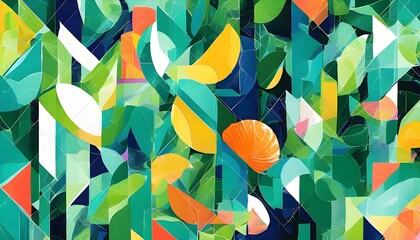 Wall Mural - Dynamic Abstract Composition Featuring Vivid Colors and Bold Shapes