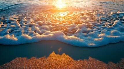 Wall Mural - Golden sand on the beach at sunset