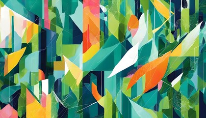 Wall Mural - Dynamic Abstract Composition Featuring Vivid Colors and Bold Shapes