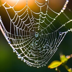 spider web with dew drops