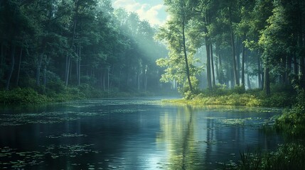 Poster - Enchanted Forest River - Tranquil Nature Photography