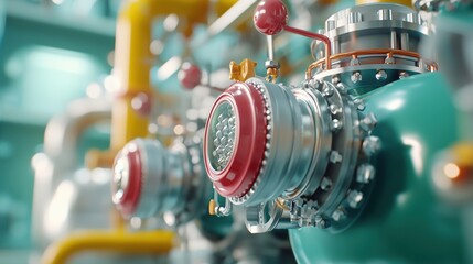 Poster - Industrial Equipment Close-Up with Colorful Pipes