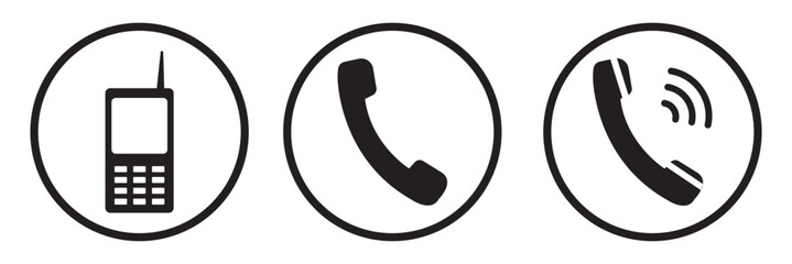 Ringing phone icon set. Telephone call sign. Smartphone ringing symbol on Transparent background. Vector illustration