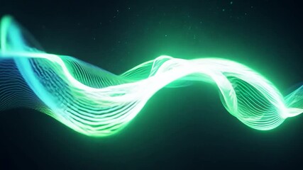 Aufkleber - abstract green energy wave flowing on black background. perfect to illustrate concepts such as energ