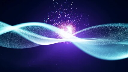 energy waves flow with a bright light at the center, emitting vibrant particles. this dynamic animat