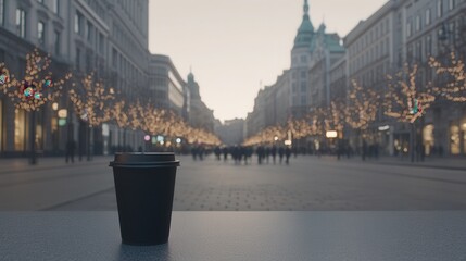 Canvas Print - A coffee cup sitting on top of a table