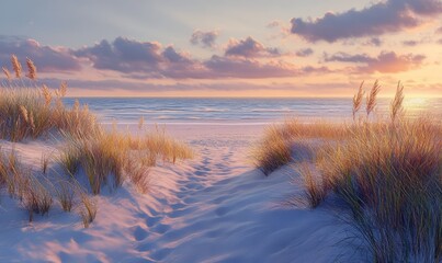 Dune beach at sunset