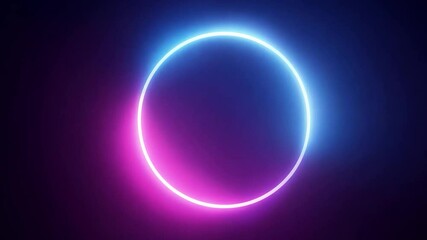 Poster - Glowing neon circles transition between blue and pink, creating a captivating visual effect. The vibrant colors produce an enchanting ambiance, perfect for modern events and performances