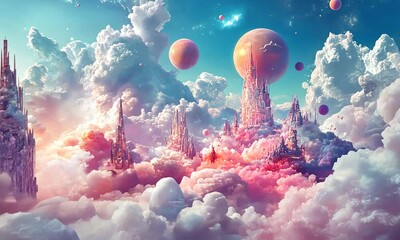 Wall Mural - Fantasy City in the Clouds