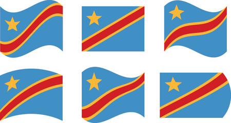 Set of 6 flags of dr congo