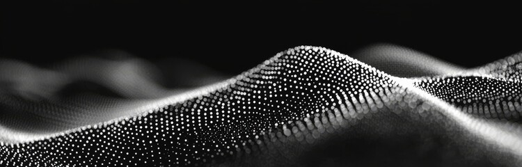 Poster - Animated abstract wave of digital particles. Continuum of futuristic point waves. Illustration of modern technology.