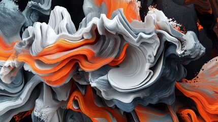 Poster - Digital motion modern orange wallpaper template with curve abstract wave. Wavy black texture color design illustration. Web geometric patterns.