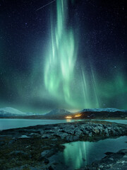 Wall Mural - northern lights aurora over northern norway