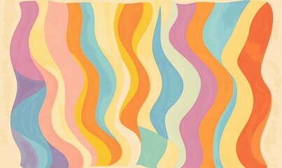 Poster - Poster and Banner Samples of 1970s Striped Backgrounds. Retro 70s Style Stripes Background Poster Lines. Modern Shapes Design Graphics from the 1980s.