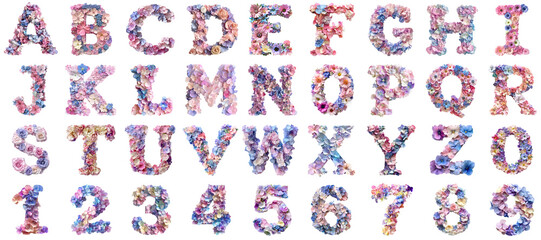 Poster - Flower letter png isolated object set transparent background for all purpose.
