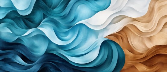 Poster - Modern waves background design with teal blue, very dark blue, and slate gray colors.