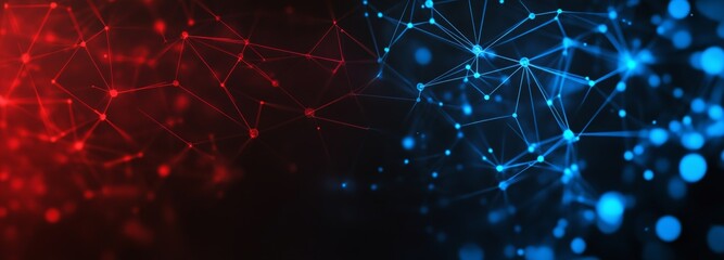 Poster - Dotted lines of abstract digital connections. Technology background. Network connection structures. 3D plexus effect.