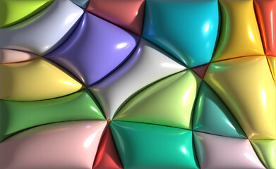 Aufkleber - Abstract background with inflated figures, 3D rendering illustration