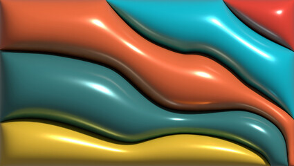 Aufkleber - Multicolored inflated figures with shiny surface, 3D rendering illustration