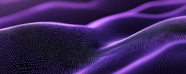 Wall Mural - The wave is futuristic with swirling lines and dots. Data flow and musical flow. 3D rendering.